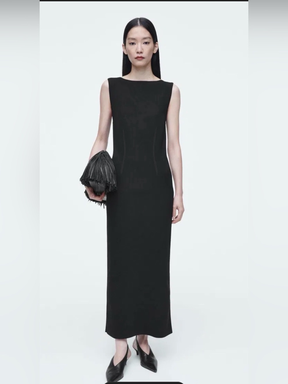 COS Black corset Sheath detail Maxi Dress size large NWT